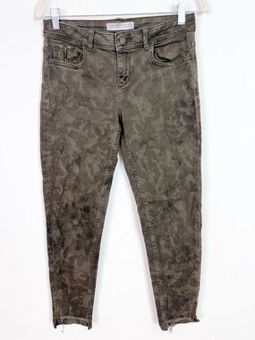 ZARA BASIC BROWN CAMOUFLAGE SKINNY DENIM PANTS WOMENS SZ 4